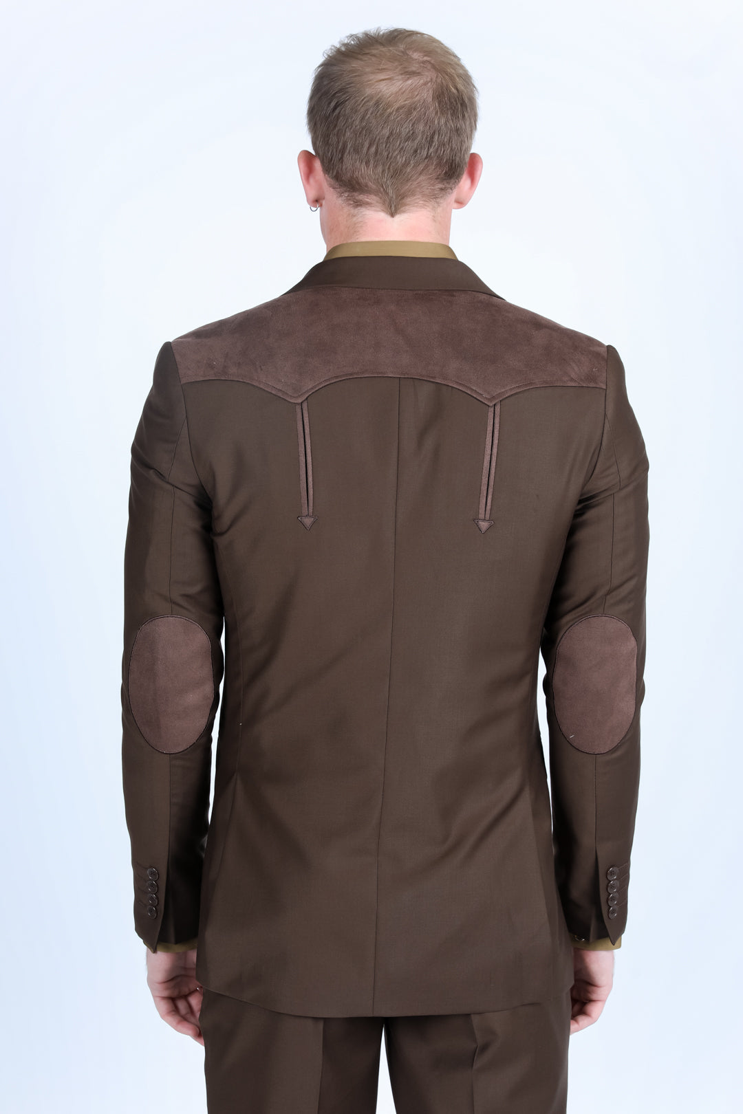 Men's Western Suit Sport Coat with Suede Yokes and Elbow Patches