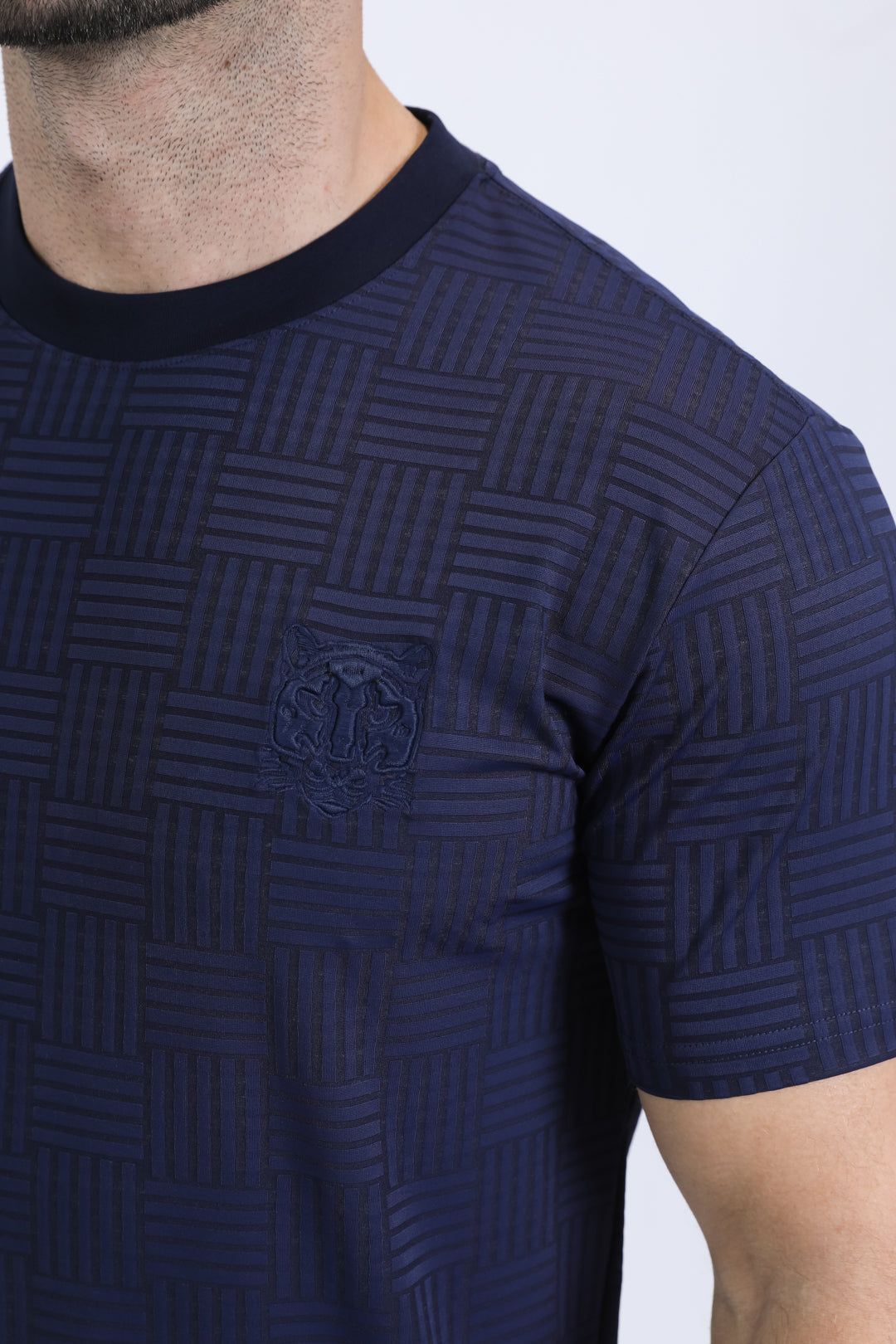 navy jaguar stripe tee men platini back