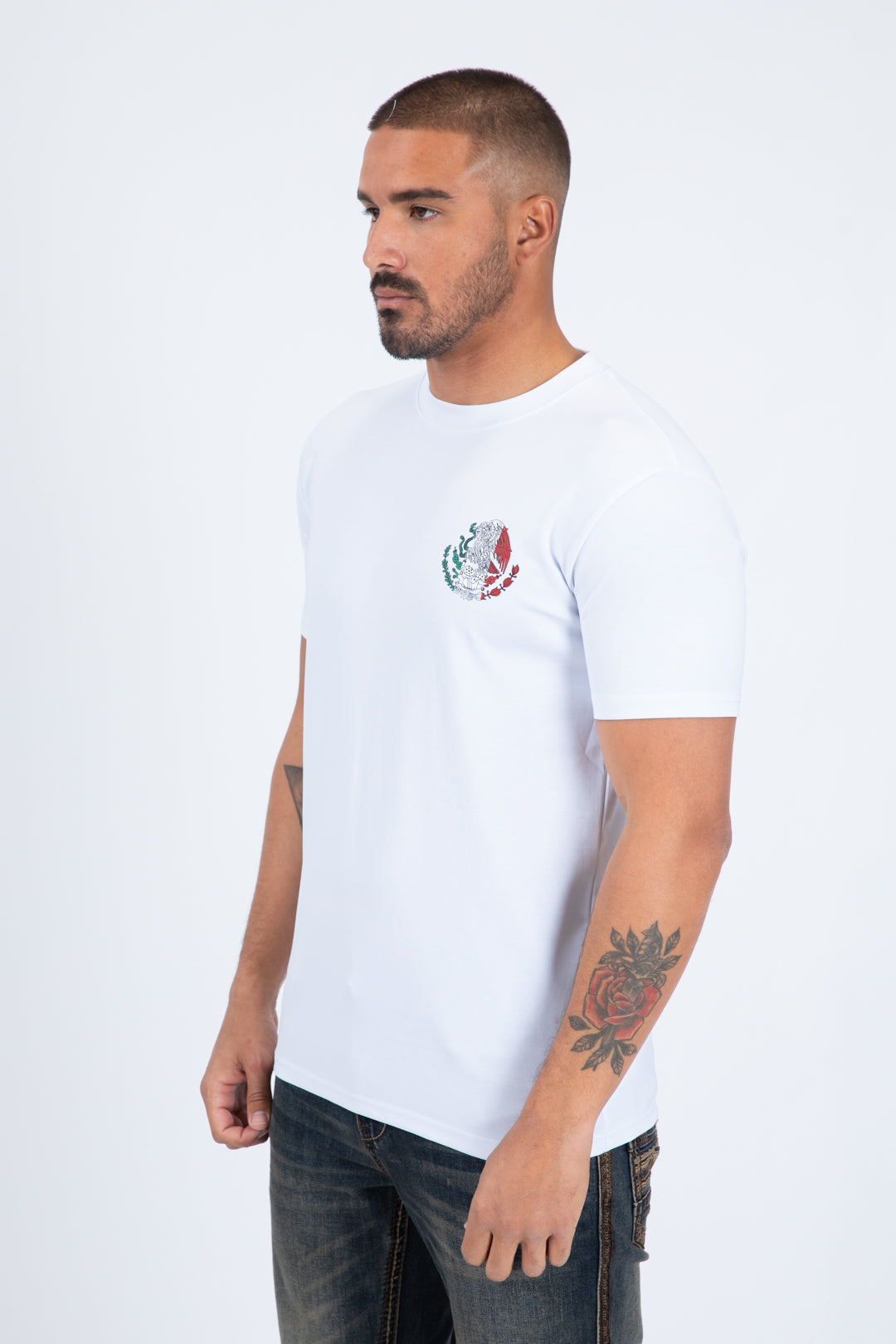 white mexican eagle flag tee men platini back