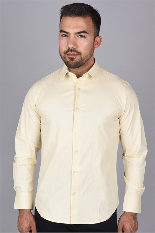Men's Classic Fit Stretch Dress Shirt In Beige