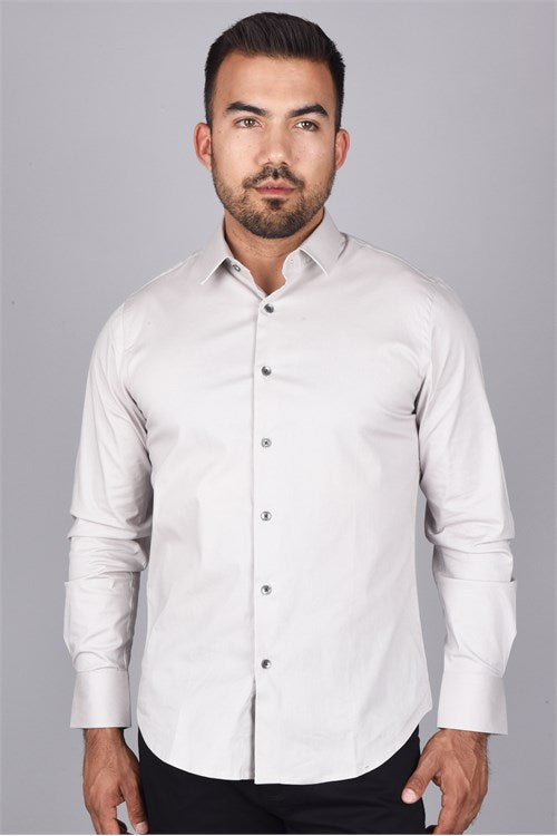 Men's Classic Fit Stretch Dress Shirt In Lt. Gray