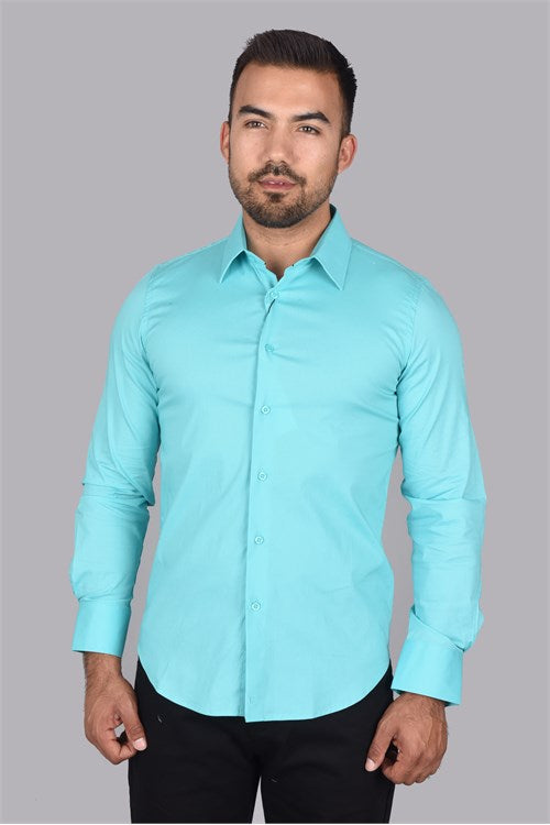 Men's Classic Fit Stretch Dress Shirt In Aqua