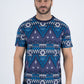 Men's Cotton Navy Aztec Print T-shirt