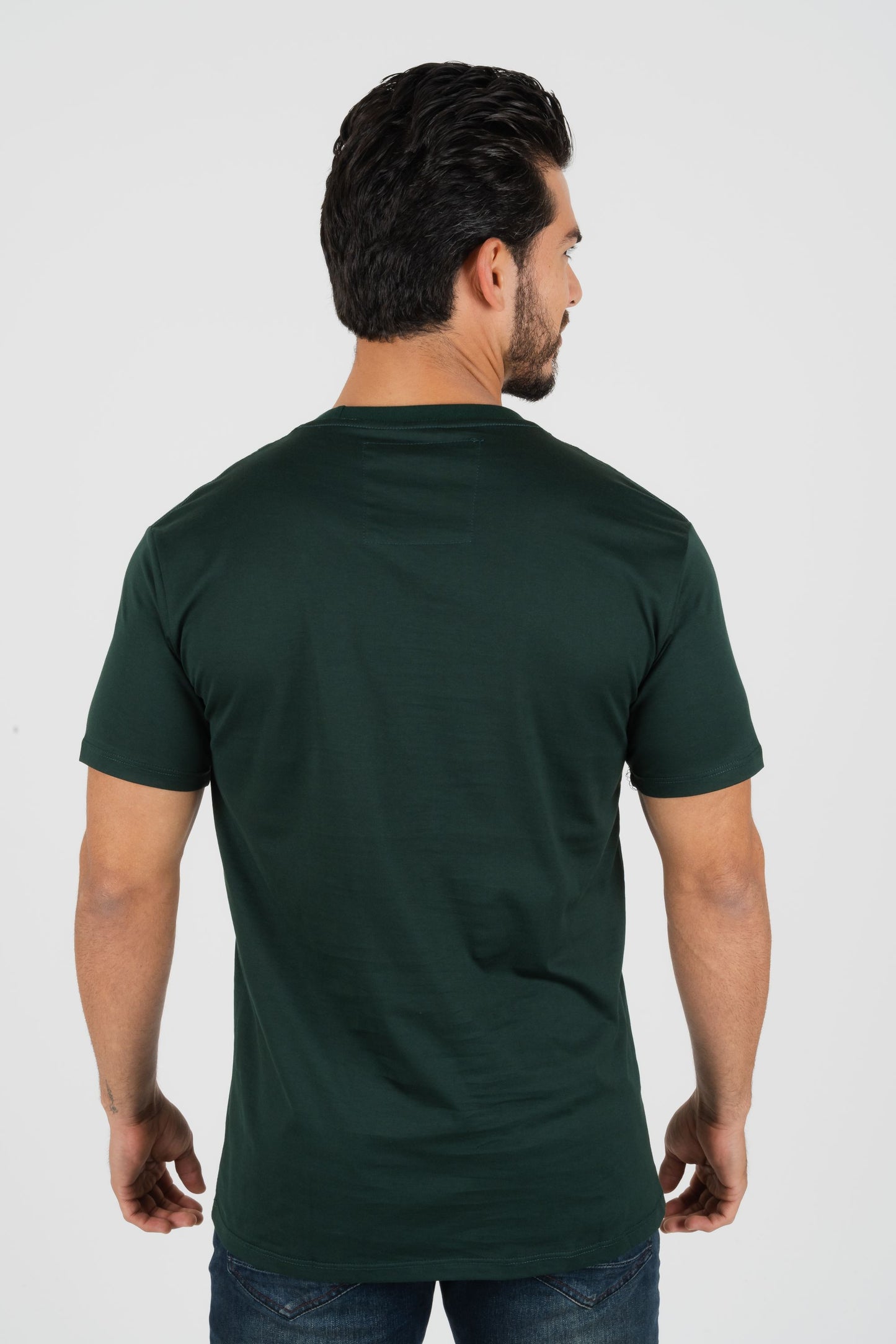 Mens Rooster Chest Embroidery Hunter Green T-shirt