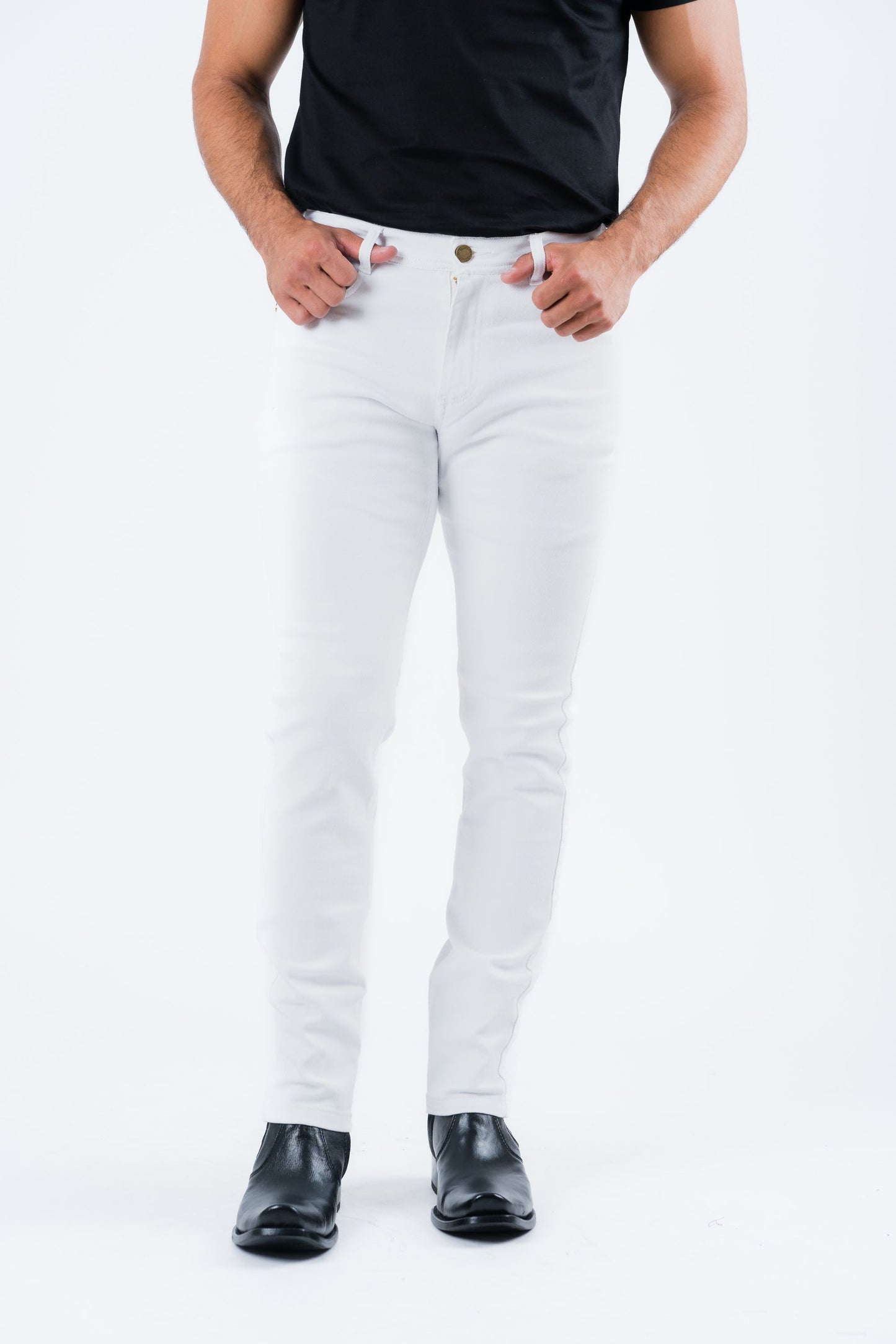 Pax Men's White Slim Stretch Jeans