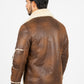 Men's Brown Suede Jacket w/ Faux Shearling-lined