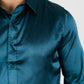 Men's Satin Teal Dress Shirt