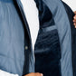 Men's Blue Padded Hooded Vest w/ Faux Fur Lining