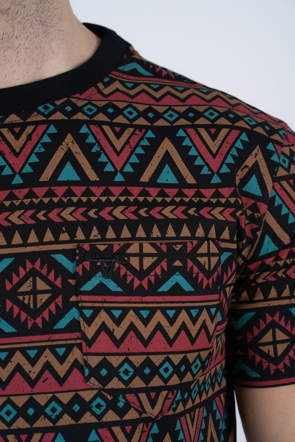 black aztec print tee men platini back