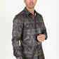 Mens Modern Fit Stretch Aztec Foiled Shirt - Brown
