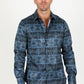 Mens Modern Fit Stretch Aztec Foiled Shirt - Navy