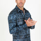 Mens Modern Fit Stretch Aztec Foiled Shirt - Navy