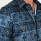 Mens Modern Fit Stretch Aztec Foiled Shirt - Navy