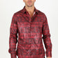 Mens Modern Fit Stretch Aztec Foiled Shirt - Red