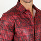 Mens Modern Fit Stretch Aztec Foiled Shirt - Red