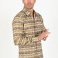 Mens Modern Fit Stretch Aztec Foiled Shirt - Beige