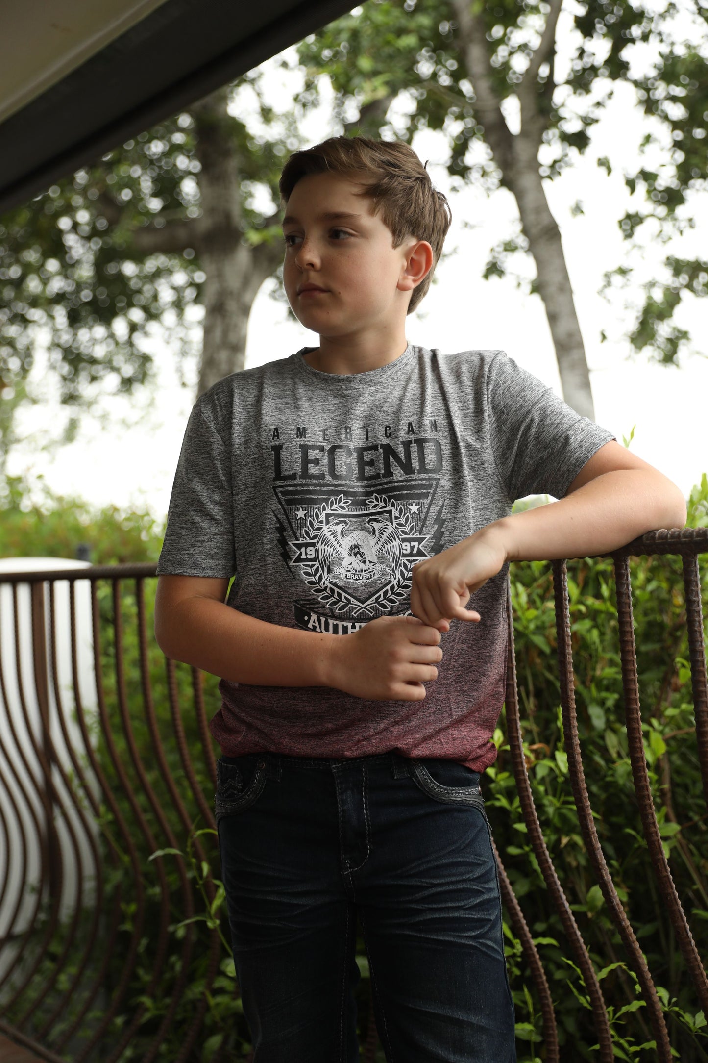 Kid's American Legend Gray Ombre Quick Dry Short Sleeve T-shirt