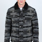Mens Ethnic Aztec Quilted Fur Lined Jacket - Black