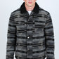 Mens Etnic Aztec Quilted Fur Lined Jacket - Black
