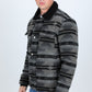 Mens Etnic Aztec Quilted Fur Lined Jacket - Black