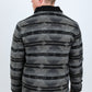 Mens Etnic Aztec Quilted Fur Lined Jacket - Black