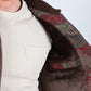 Mens Ethnic Aztec Quilted Fur Lined Jacket - Burgundy