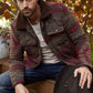 Mens Ethnic Aztec Quilted Fur Lined Jacket - Burgundy