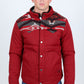 Men's Ethnic Aztec Quilted Fur Lined Twill Jacket - Red