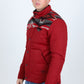 Men's Ethnic Aztec Quilted Fur Lined Twill Jacket - Red