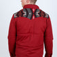 Men's Ethnic Aztec Quilted Fur Lined Twill Jacket - Red