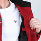 Men's Ethnic Aztec Quilted Fur Lined Twill Jacket - Red