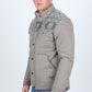 Men's Ethnic Aztec Quilted Fur Lined Twill Jacket - Mink