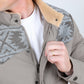 Men's Ethnic Aztec Quilted Fur Lined Twill Jacket - Mink