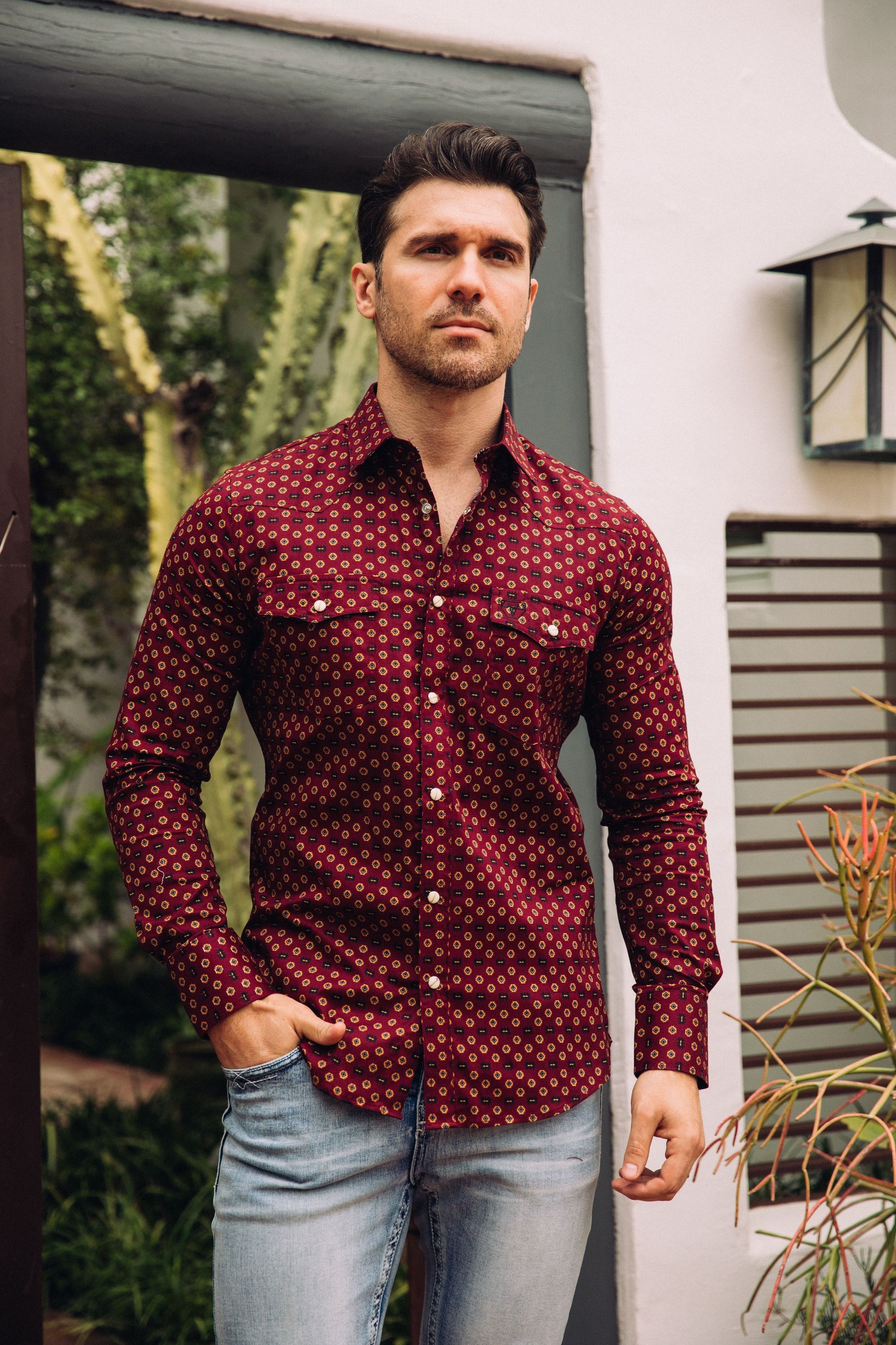 Men's Cotton Aztec Print Dress Shirt – Platini Fashion