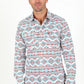 Cotton Aztec Print Dress Shirt - White