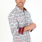 Cotton Aztec Print Dress Shirt - White