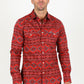 Cotton Aztec Print Dress Shirt - Red