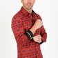 Cotton Aztec Print Dress Shirt - Red