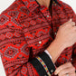 Cotton Aztec Print Dress Shirt - Red