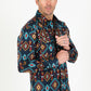 Cotton Aztec Print Dress Shirt - Navy