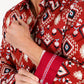 Cotton Aztec Print Dress Shirt - Burgundy