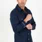 Cotton Aztec Print Dress Shirt - Navy