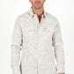 Cotton Aztec Print Dress Shirt - White
