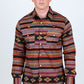 Men's Modern Fit Panoramic Aztec Print Black Long Sleeve Shirt