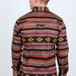Men's Modern Fit Panoramic Aztec Print Black Long Sleeve Shirt
