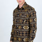 Men's Modern Fit Panoramic Aztec Print Long Sleeve Shirt - Black