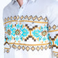 Men's Modern Fit Panoramic Aztec Print Long Sleeve Shirt - White