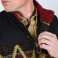 Mens Ethnic Aztec Quilted Fur Lined Vest - Black/Gold