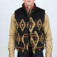 Mens Ethnic Aztec Quilted Fur Lined Vest - Black/Gold