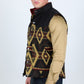 Mens Ethnic Aztec Quilted Fur Lined Vest - Black/Gold